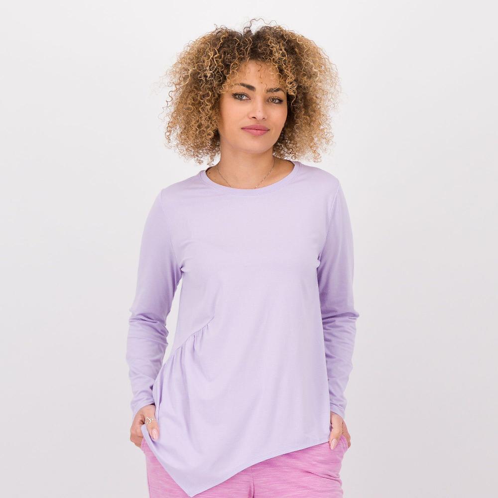 QVC Modern Soul by AnyBody T-shirt scollo tondo e motivo con drappeggio