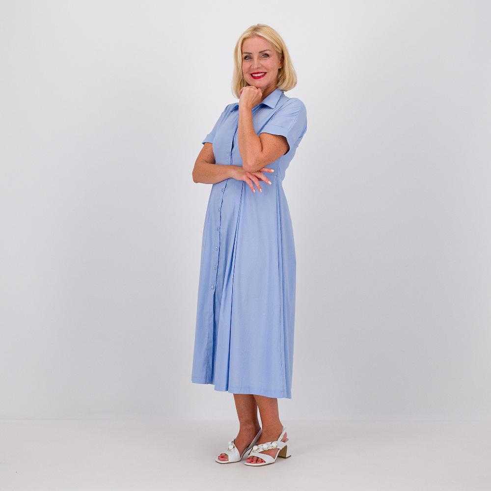 QVC Mood Atelier Abito chemisier in misto cotone elasticizzato
