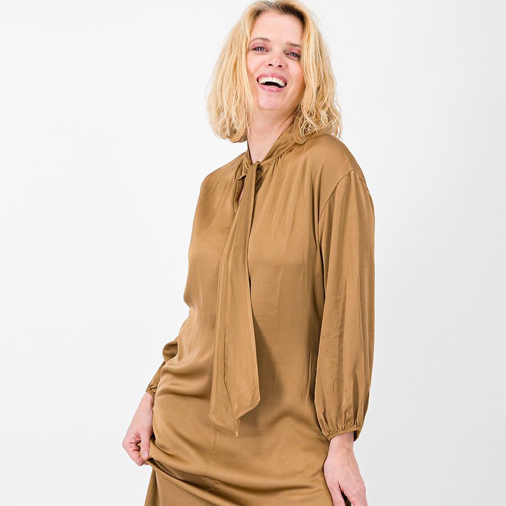 QVC Mood Atelier Abito Lungo In Raso Di Viscosa Con Fiocco
