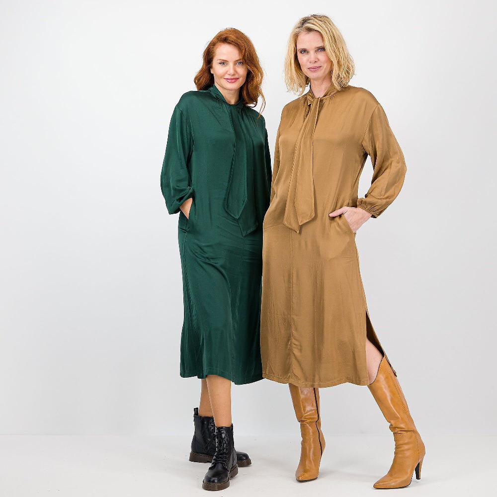 QVC Mood Atelier Abito Lungo In Raso Di Viscosa Con Fiocco