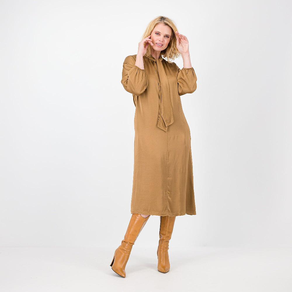 QVC Mood Atelier Abito lungo in raso di viscosa con fiocco