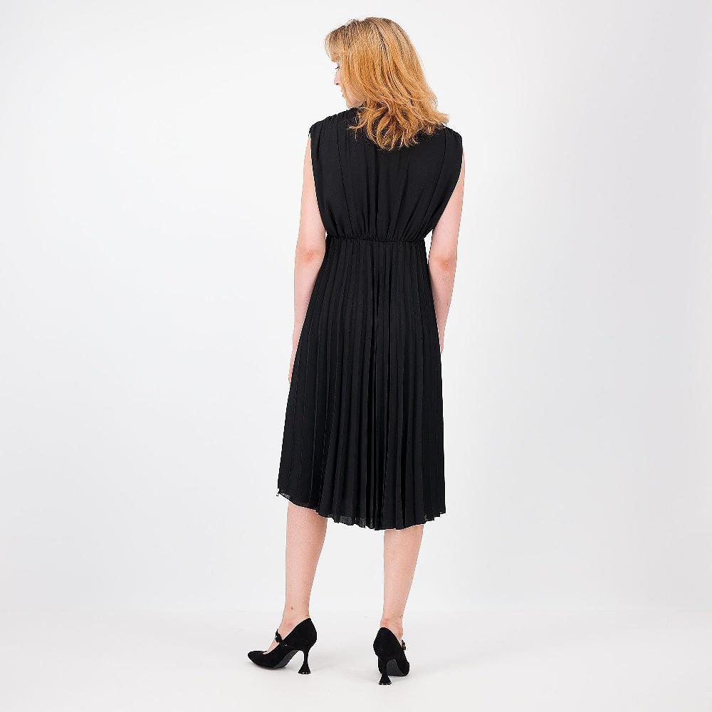 QVC Mood Atelier Abito Lungo Smanicato In Doppia Georgette Plissé