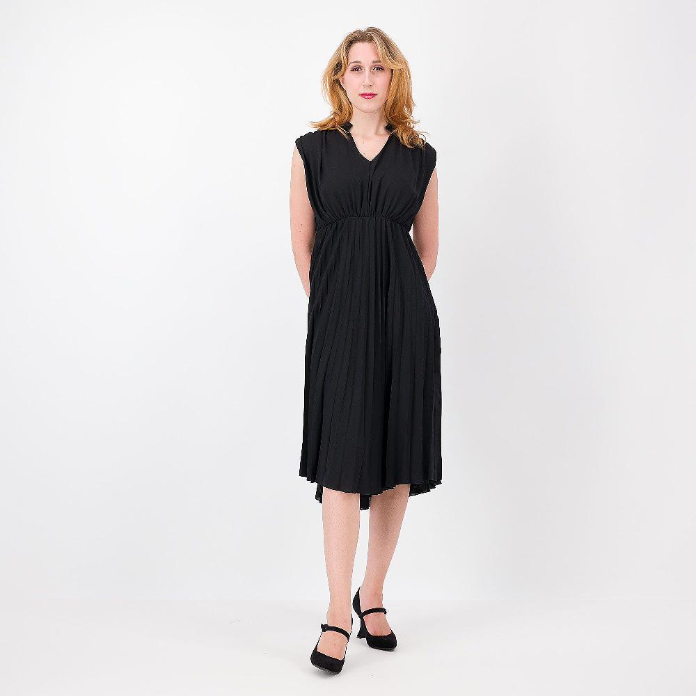 QVC Mood Atelier Abito lungo smanicato in doppia georgette plissé