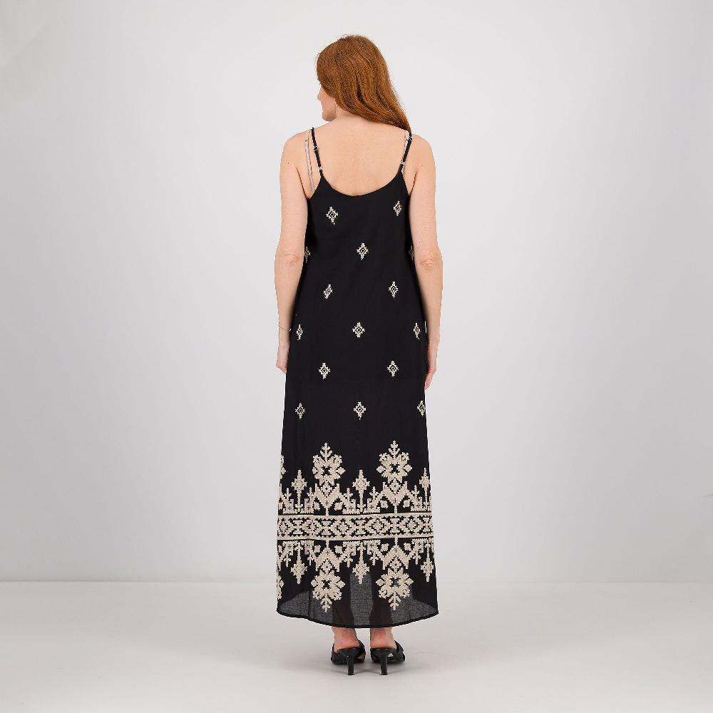 QVC Mood Atelier Abito Lungo Smanicato In Misto Cotone Con Ricami