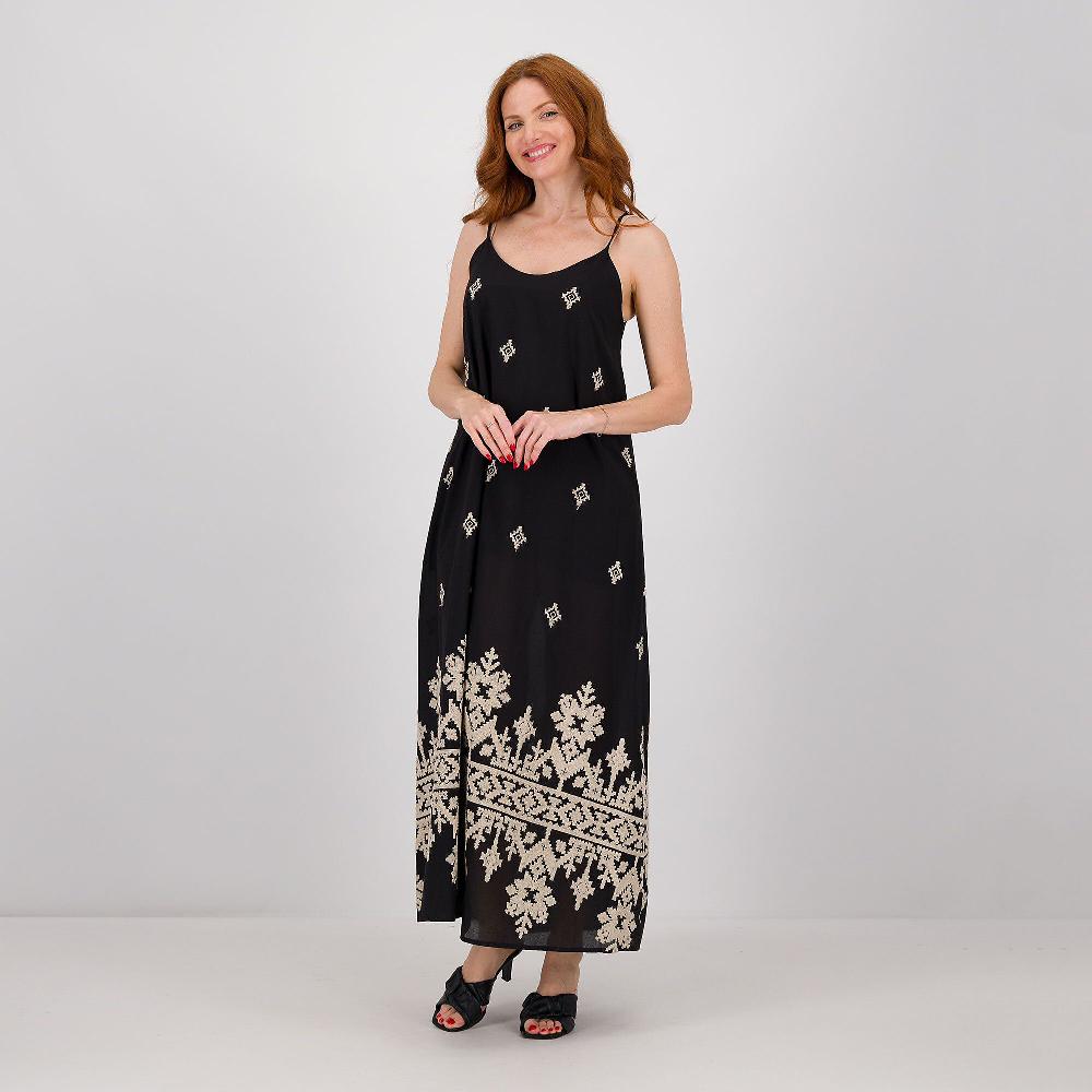 QVC Mood Atelier Abito lungo smanicato in misto cotone con ricami