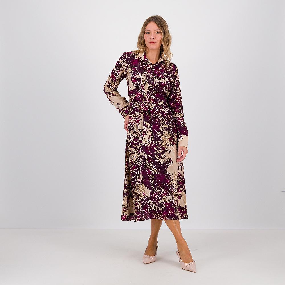 QVC Mood Atelier Abito Midi In Raso Fantasia Con Maniche Lunghe