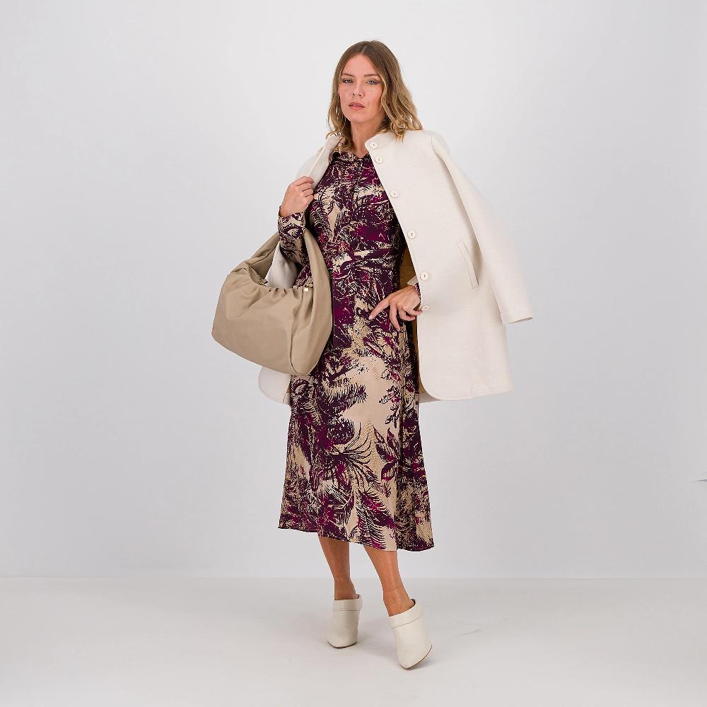 QVC Mood Atelier Abito Midi In Raso Fantasia Con Maniche Lunghe