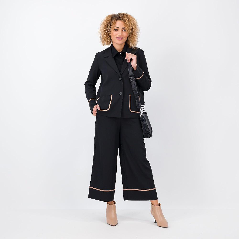 QVC Mood Atelier Blazer In Cady Con Piping In Contrasto