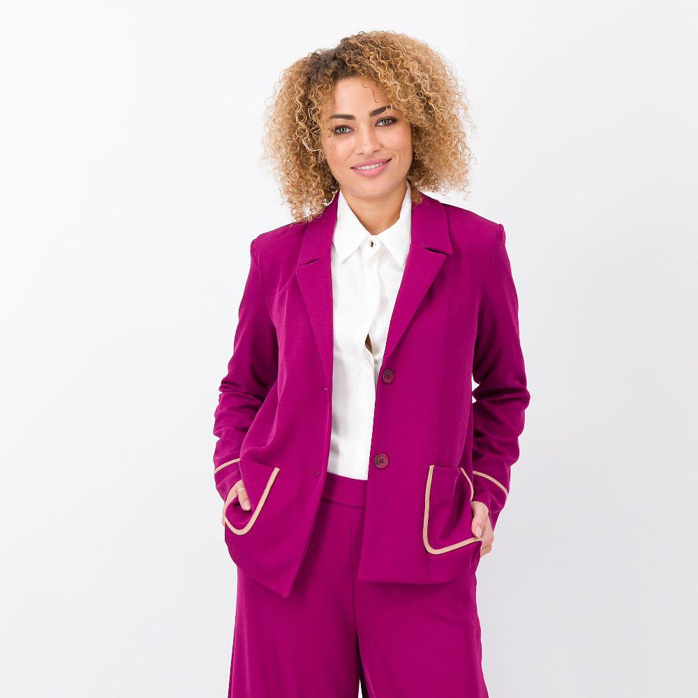 QVC Mood Atelier Blazer in cady con piping in contrasto