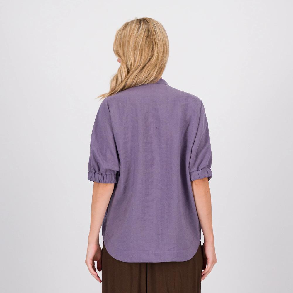 QVC Mood Atelier Blusa Collo Guru In Misto Viscosa Maniche Con Elastico Made In Italy