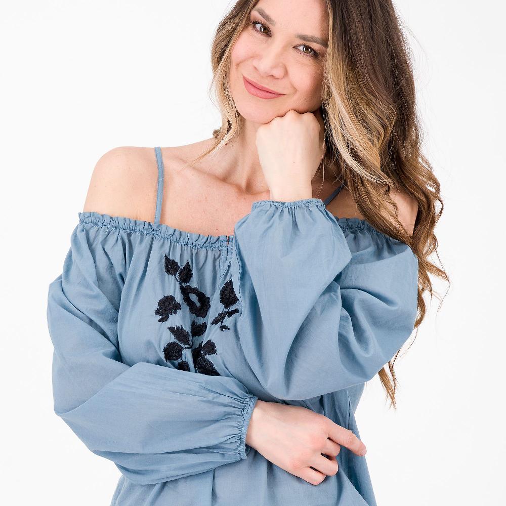 QVC Mood Atelier Blusa Con Spalle Scoperte E Ricamo