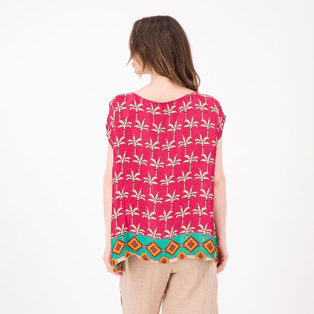 QVC Mood Atelier Blusa Fantasia In Raso 100% Viscosa Linea A Scatola Made In Italy