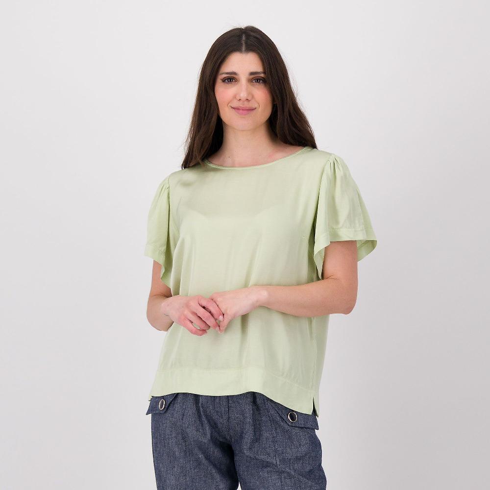 QVC Mood Atelier Blusa in raso di con maniche corte ampie