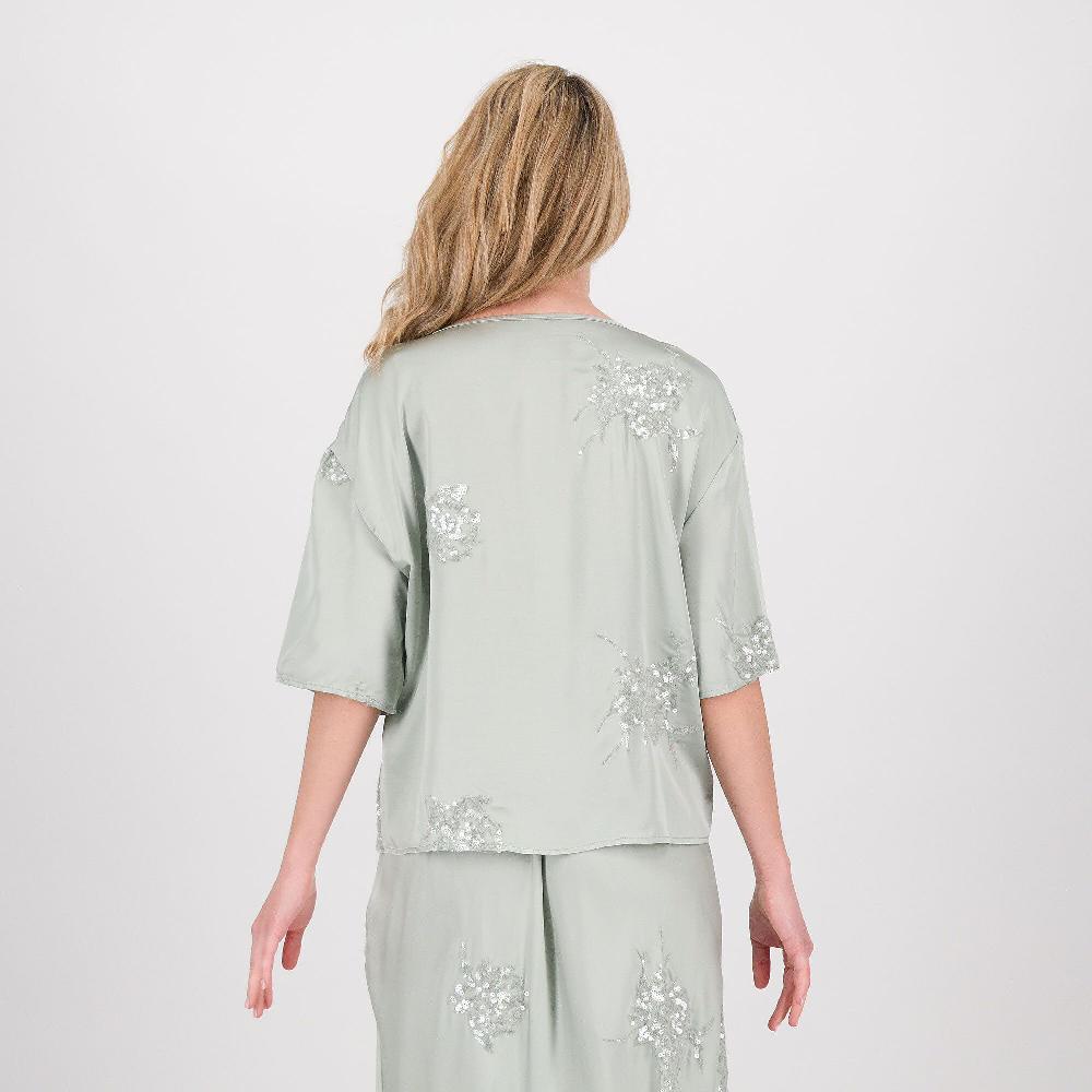 QVC Mood Atelier Blusa In Raso Di Viscosa Con Ricamo E Paillette