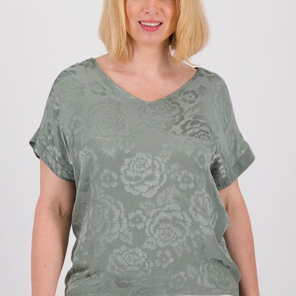 QVC Mood Atelier Blusa In Tessuto Jacquard Di Viscosa Con Disegno Rose