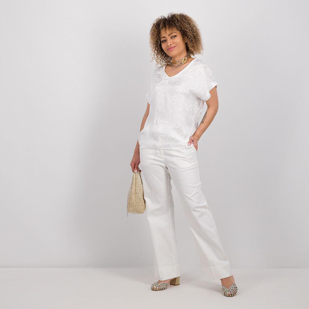 QVC Mood Atelier Blusa In Tessuto Jacquard Di Viscosa Con Disegno Rose