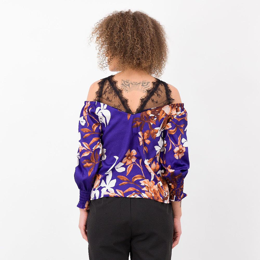 QVC Mood Atelier Blusa Raso Fantasia Con Pizzo E Apertura Sulle Spalle
