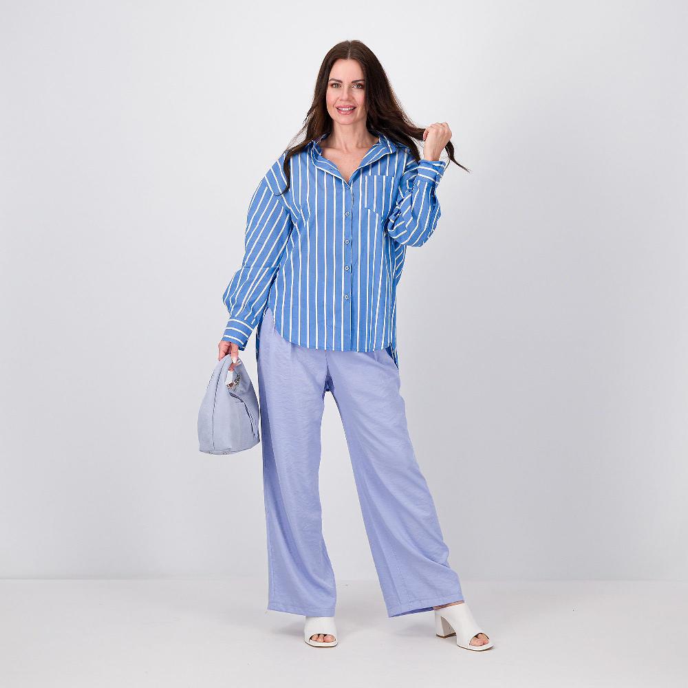 QVC Mood Atelier Camicia Gessata A Maniche Lunghe In Popeline Di Cotone