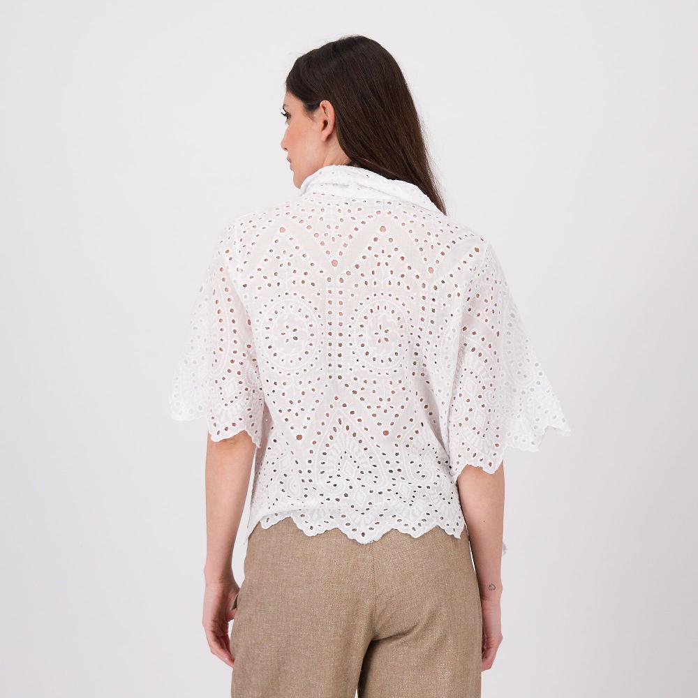 QVC Mood Atelier Camicia Iin Cotone Sangallo Con Maniche Al Gomito