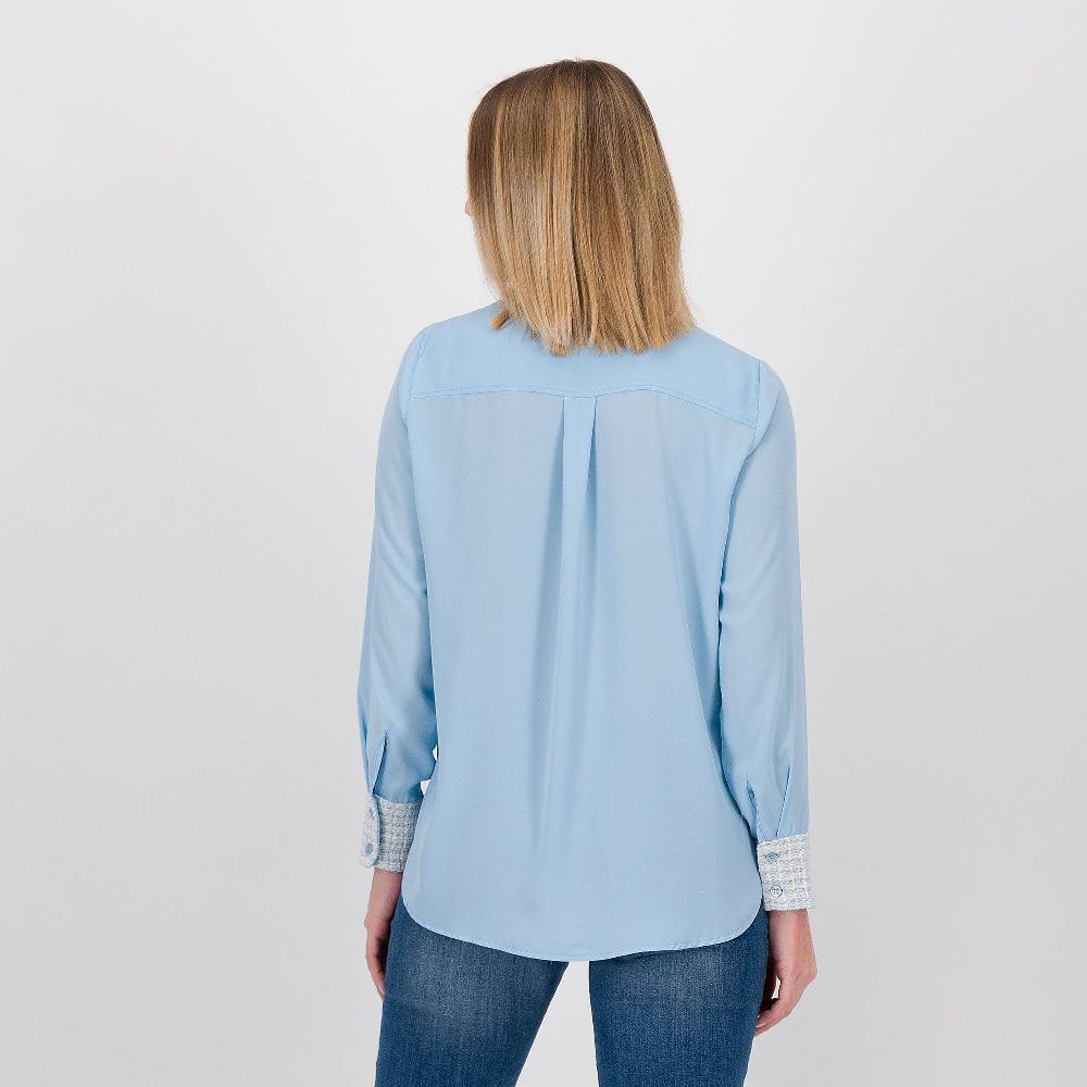 QVC Mood Atelier Camicia In Doppia Georgette Con Dettagli Tweed