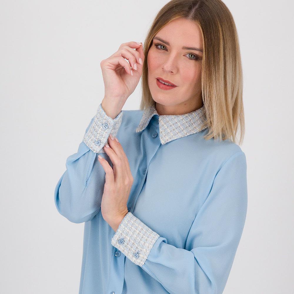 QVC Mood Atelier Camicia In Doppia Georgette Con Dettagli Tweed