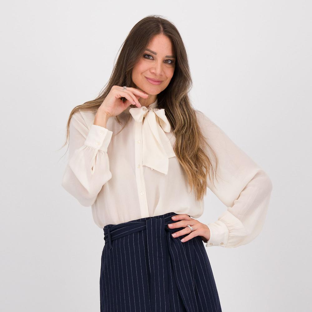 QVC Mood Atelier Camicia in georgette con fiocco allo scollo