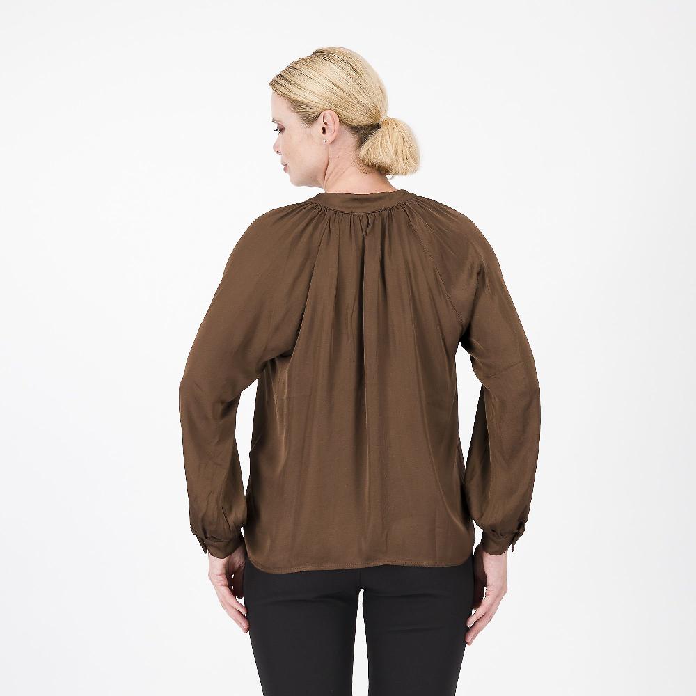 QVC Mood Atelier Camicia In Raso Viscosa E Seta Con Carré Arricciato