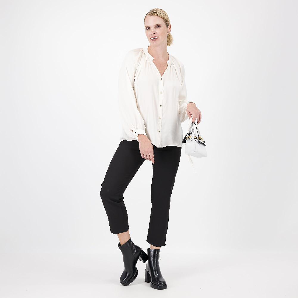 QVC Mood Atelier Camicia In Raso Viscosa E Seta Con Carré Arricciato