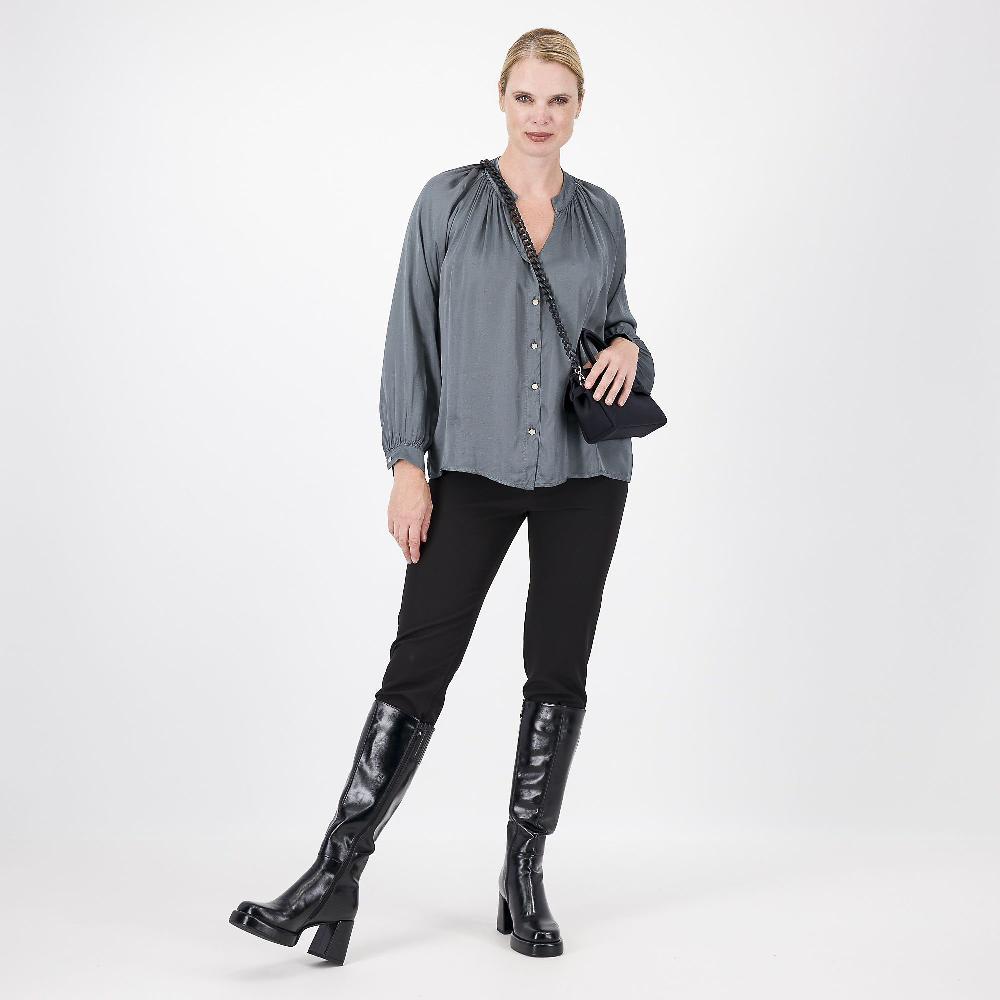 QVC Mood Atelier Camicia In Raso Viscosa E Seta Con Carré Arricciato