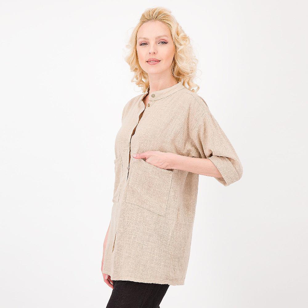 QVC Mood Atelier Camicia Lunga In Garza Di Cotone Con Tasche
