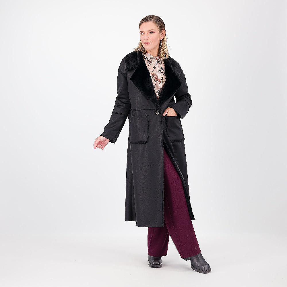 QVC Mood Atelier Cappotto lungo simil-montone con tasche