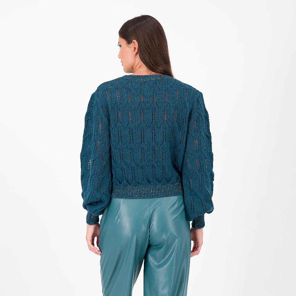 QVC Mood Atelier Cardigan In Maglia Traforata Con Lamé