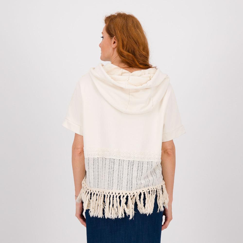 QVC Mood Atelier Felpa A Manica Corta Con Motivo Macramé E Frange