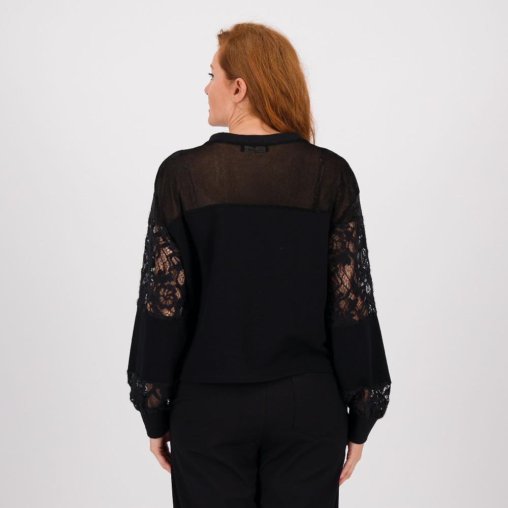QVC Mood Atelier Felpa In Punto Milano Tecnico Con Inserti In Pizzo