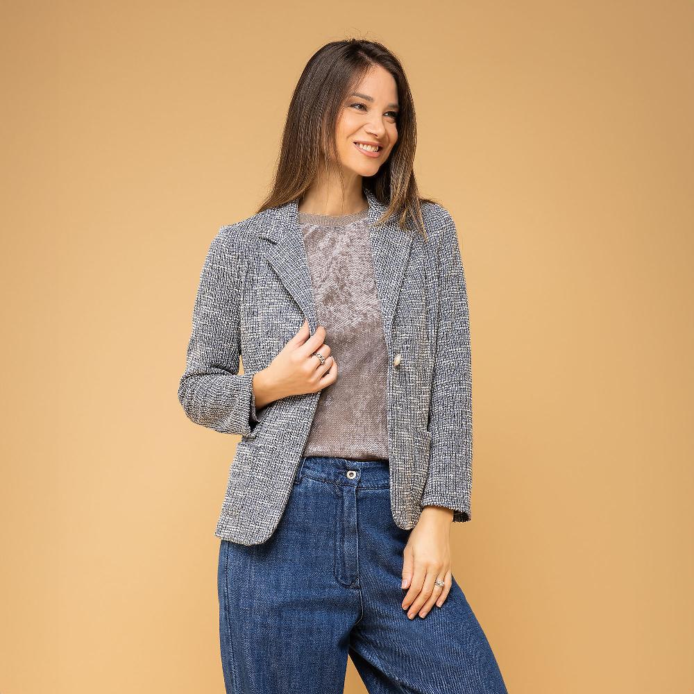 QVC Mood Atelier Giacca Con Collo Revers In Tweed Di Maglia