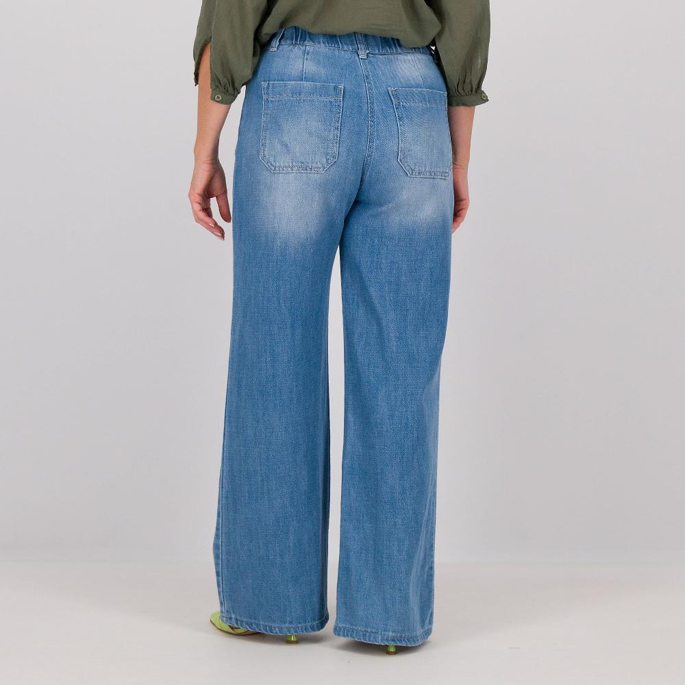 QVC Mood Atelier Jeans 5 Tasche Gamba Ampia Con Trattamento Stone Washed