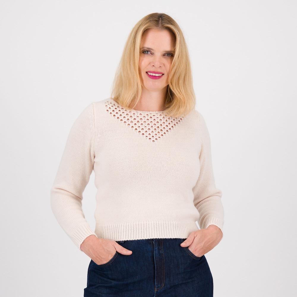 QVC Mood Atelier Maglia a maniche lunghe con inserti traforati