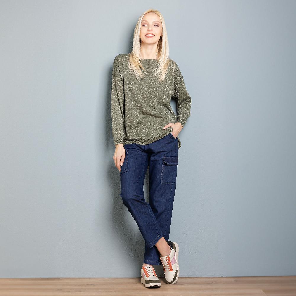 QVC Mood Atelier Maglia Scollo Barca Filato Modal Con Lamè Spacchi Laterali Made In Italy