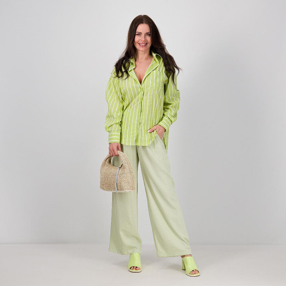 QVC Mood Atelier Pantaloni Ampi Twill Misto Viscosa Effetto Cangiante Made In Italy