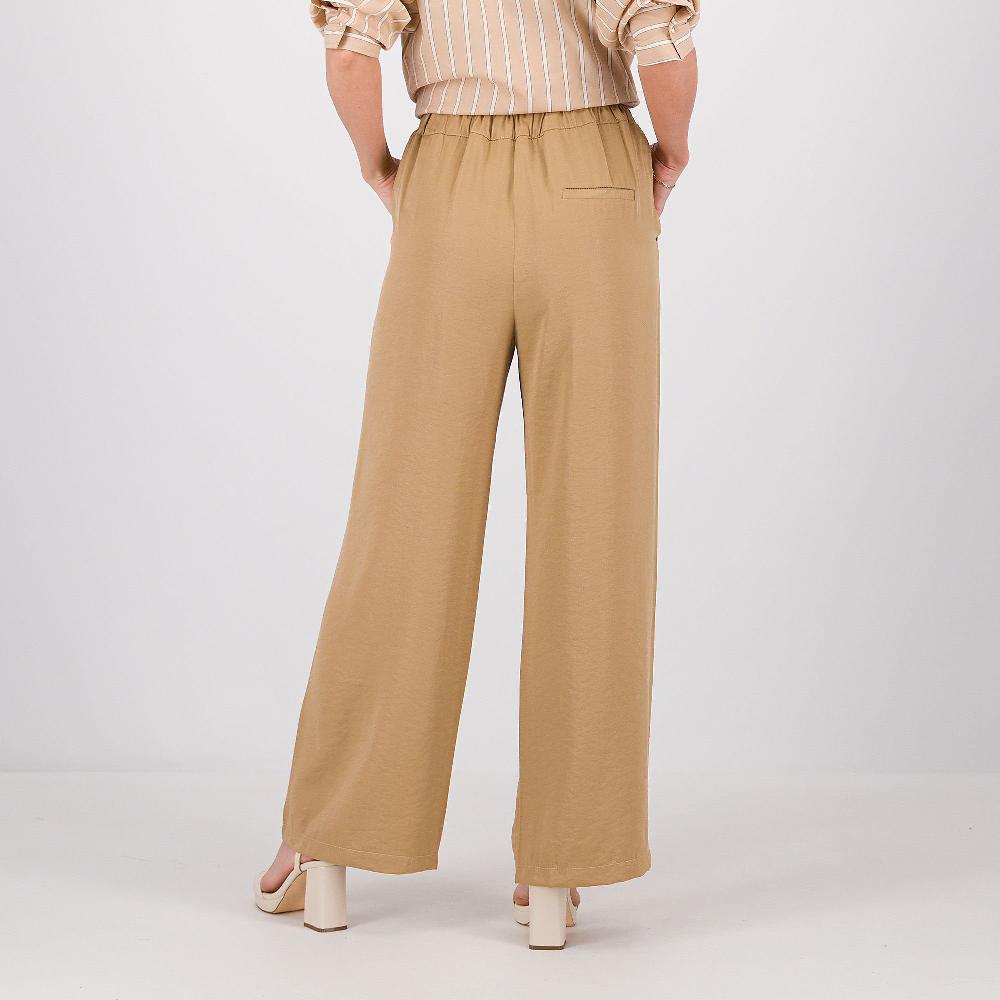 QVC Mood Atelier Pantaloni Ampi Twill Misto Viscosa Effetto Cangiante Made In Italy