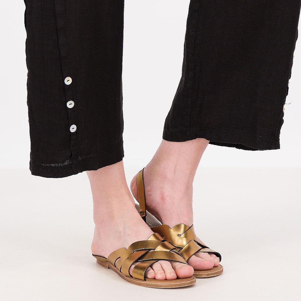 QVC Mood Atelier Pantaloni Balloon Cropped 100% Lino Con Bottoni