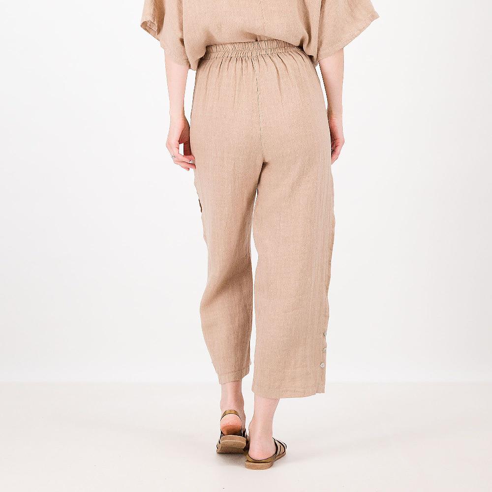 QVC Mood Atelier Pantaloni Balloon Cropped 100% Lino Con Bottoni