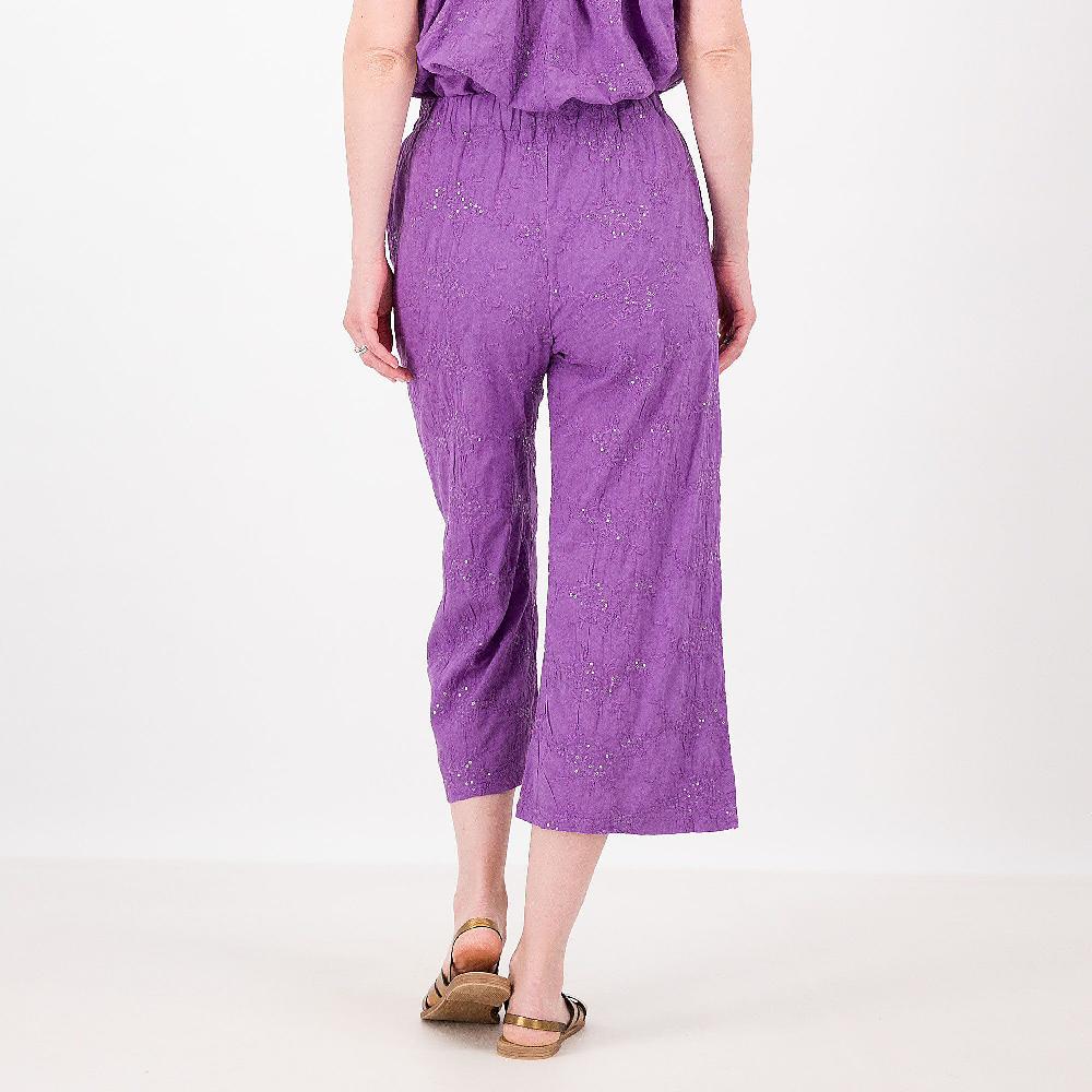 QVC Mood Atelier Pantaloni Cropped In Cotone Ricamato Con Pailettes Made In Italy