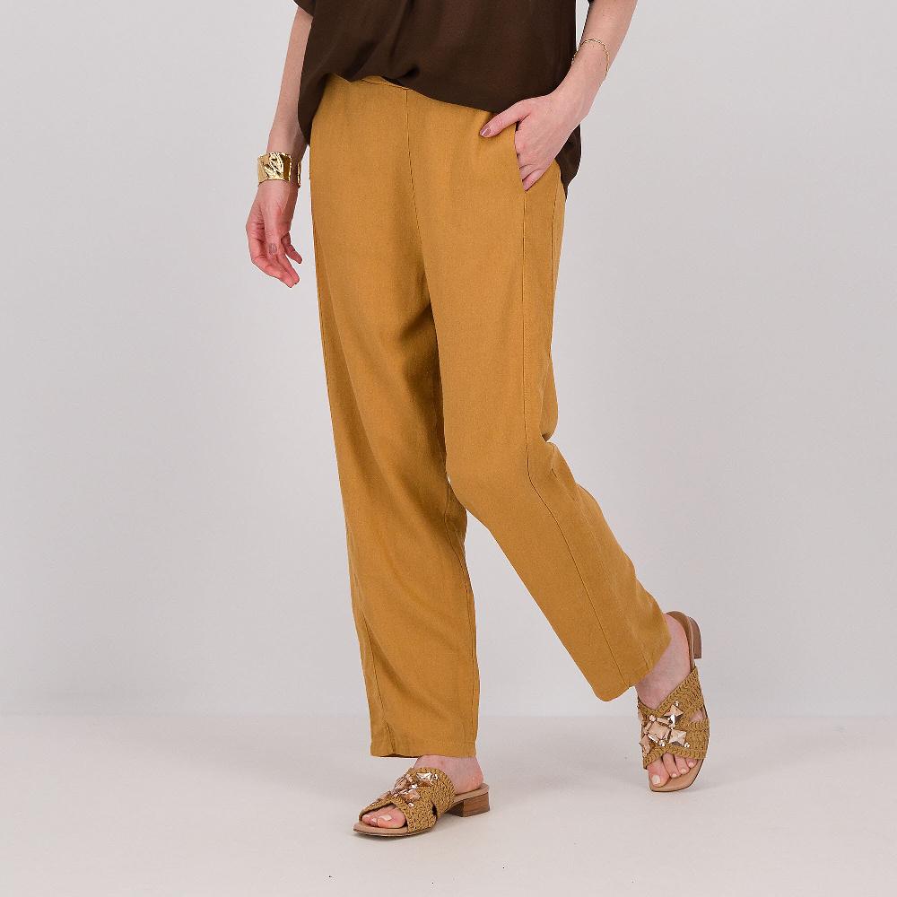 QVC Mood Atelier Pantaloni in lino e viscosa con elastico dietro