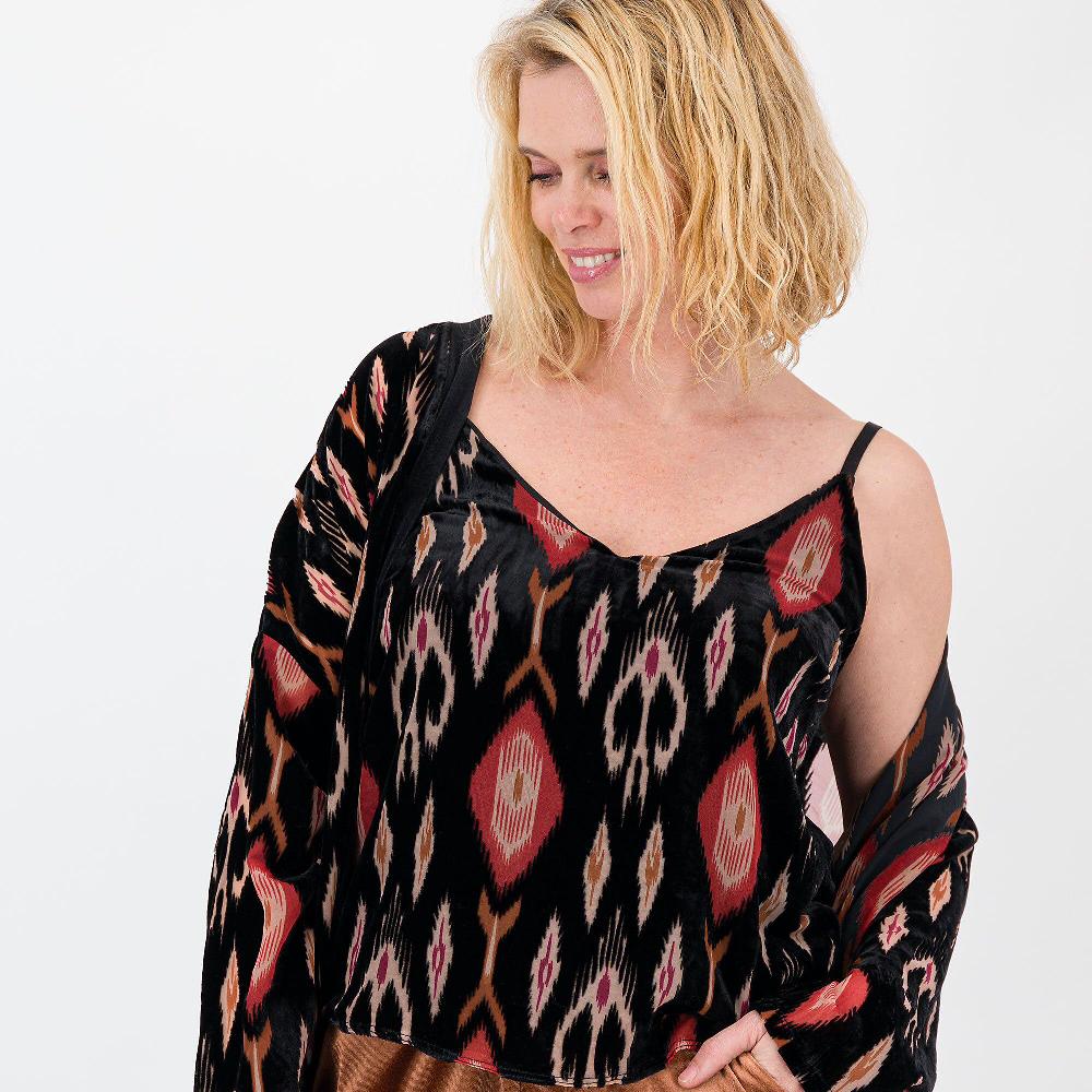 QVC Mood Atelier Top In Velluto Devoré Con Spalline Sottili