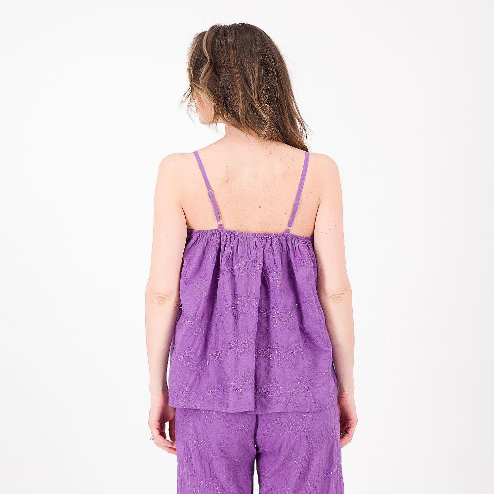 QVC Mood Atelier Top Scollo Tondo In Cotone Ricamato Con Paillettes Made In Italy