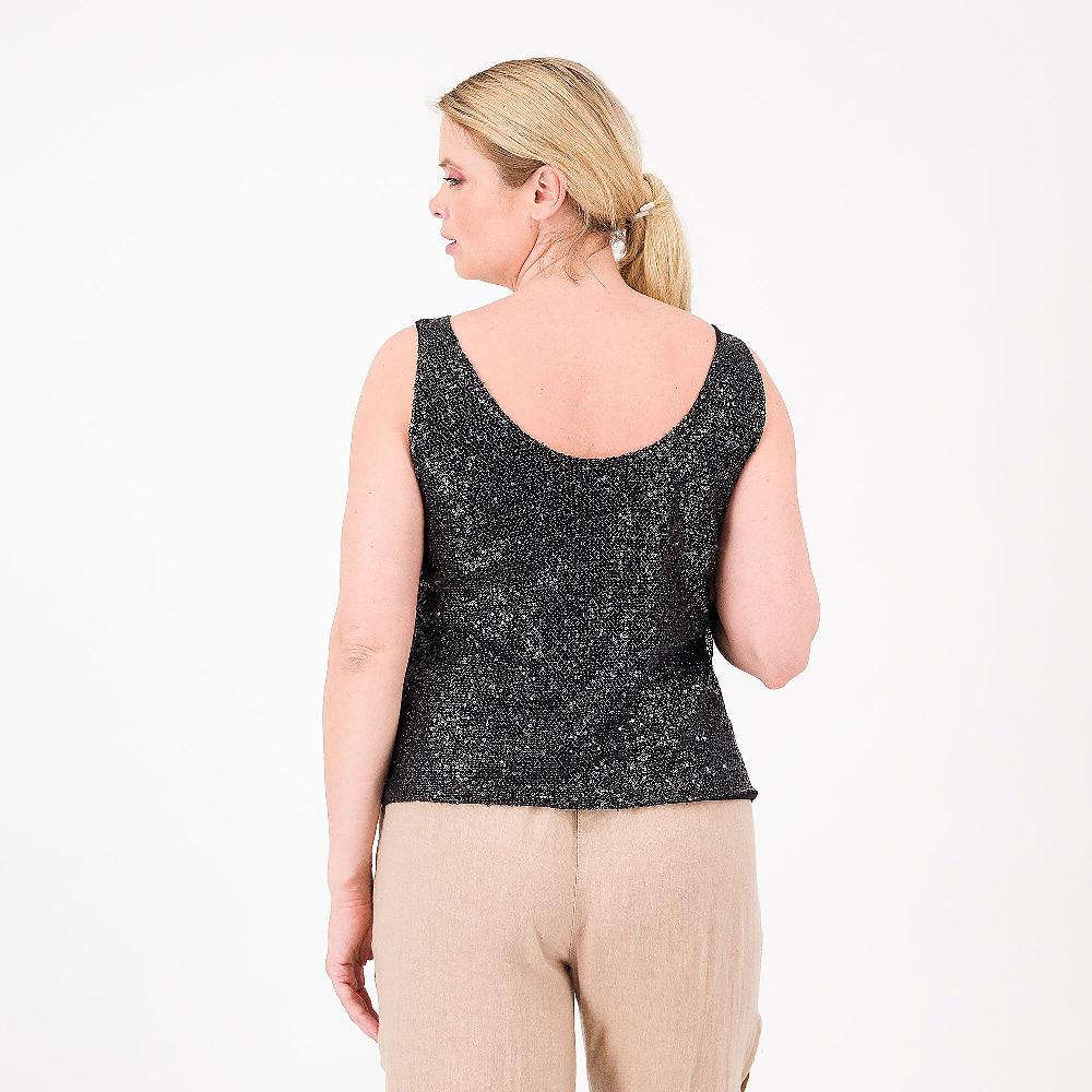 QVC Mood Atelier Top Scollo Tondo In Paillettes E Fodera In Jersey Made In Italy