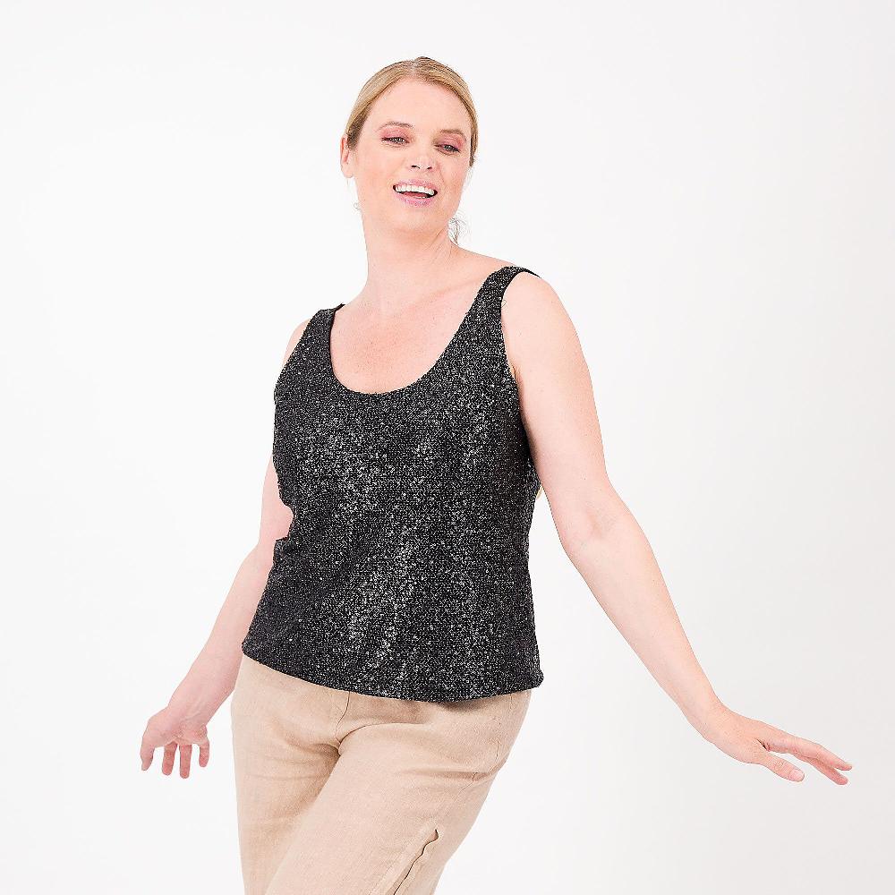 QVC Mood Atelier Top Scollo Tondo In Paillettes E Fodera In Jersey Made In Italy