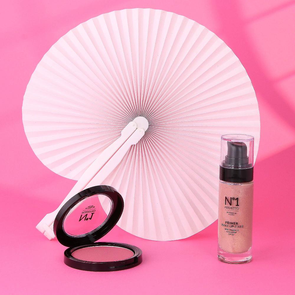 QVC N°1 Perfetto Bronzer Diamond collagen fissante make-up e ventaglio