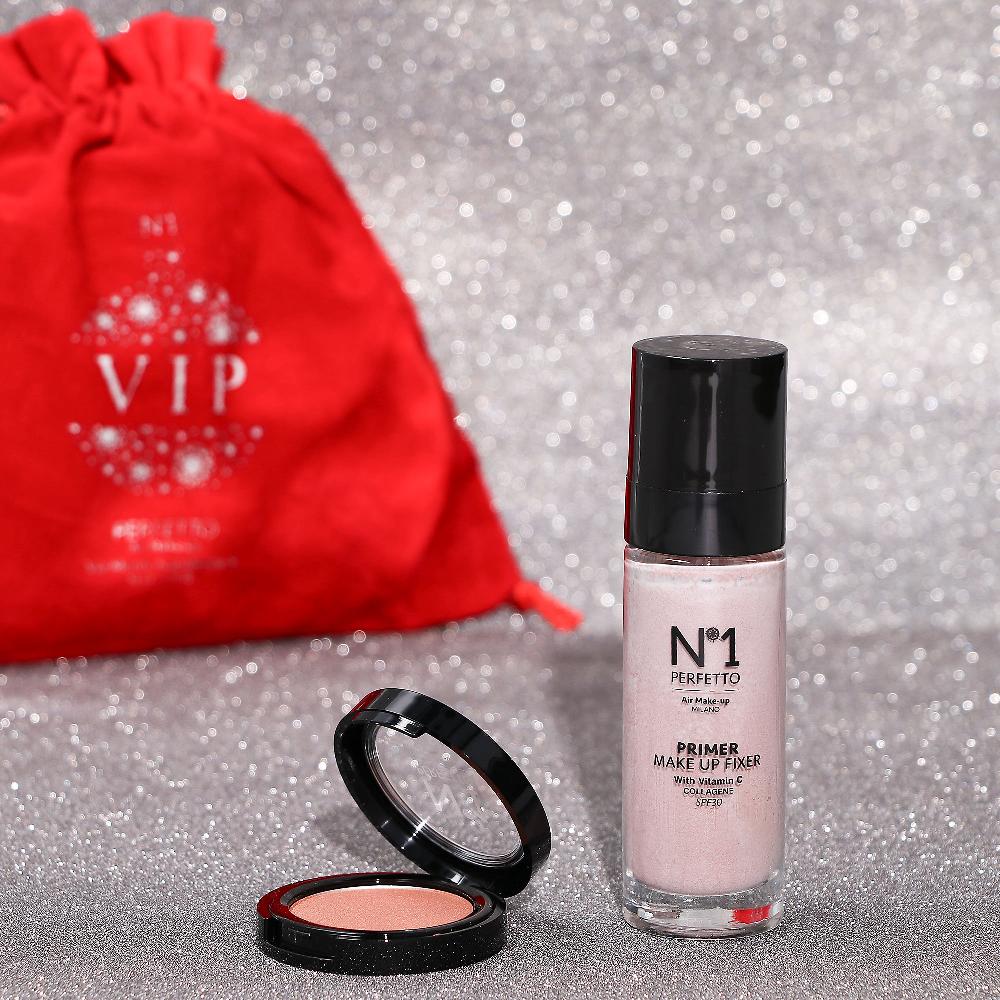 QVC N°1 Perfetto Kit make-up: primer Fixer SPF30 ombretto 24K e sacca